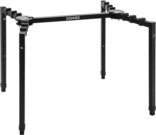 Collapsible Piano Keyboard Stand Adjustable for 54-88 Key Digital Pianos 180 Degree, Foldable Legs, 8-Level Height
