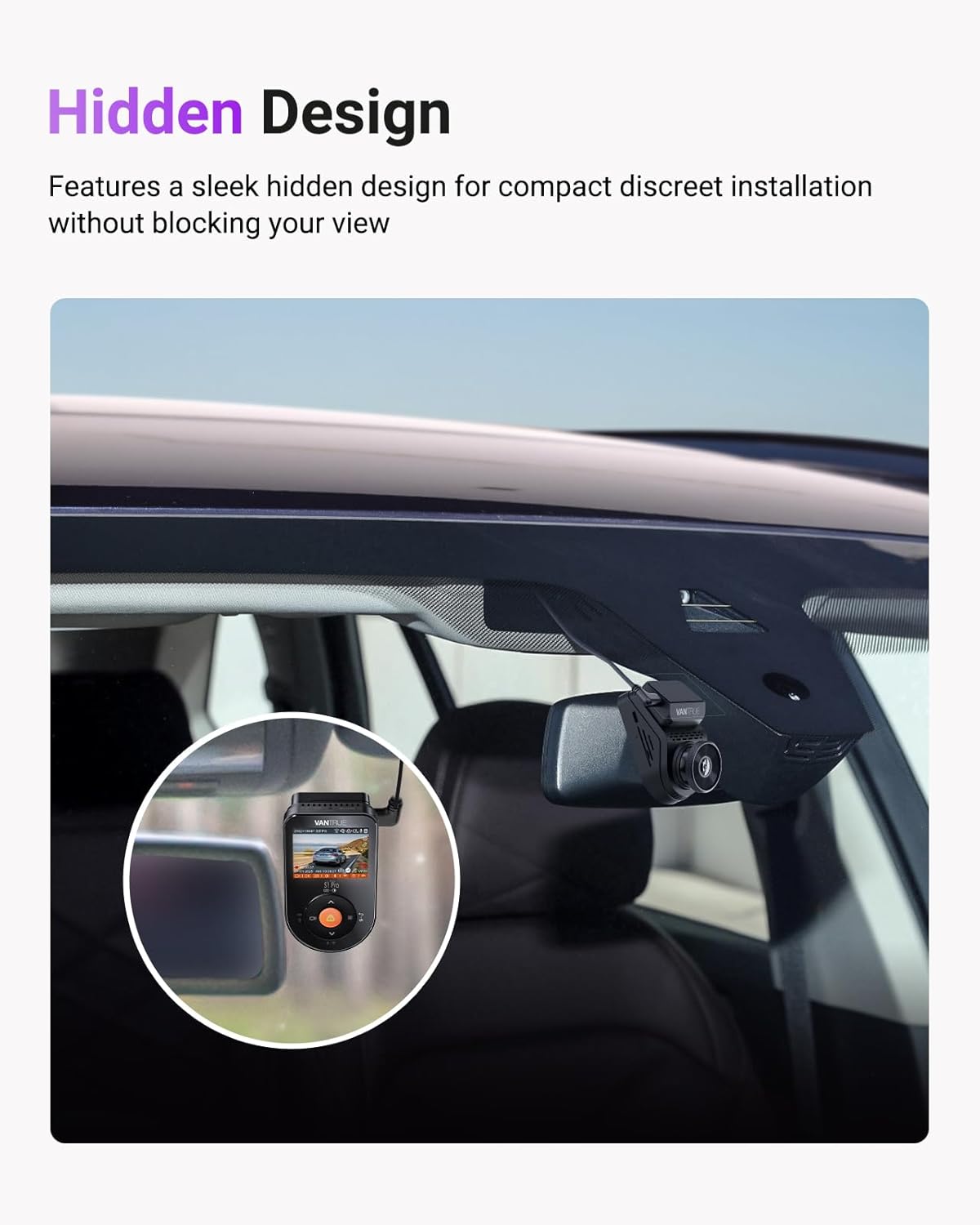 S1 Pro 2.7K Front Mini Dash Cam, 2.5K@60FPS, STARVIS 2, ADAS, Voice Control, PlatePix, Night Vision, WiFi, GPS