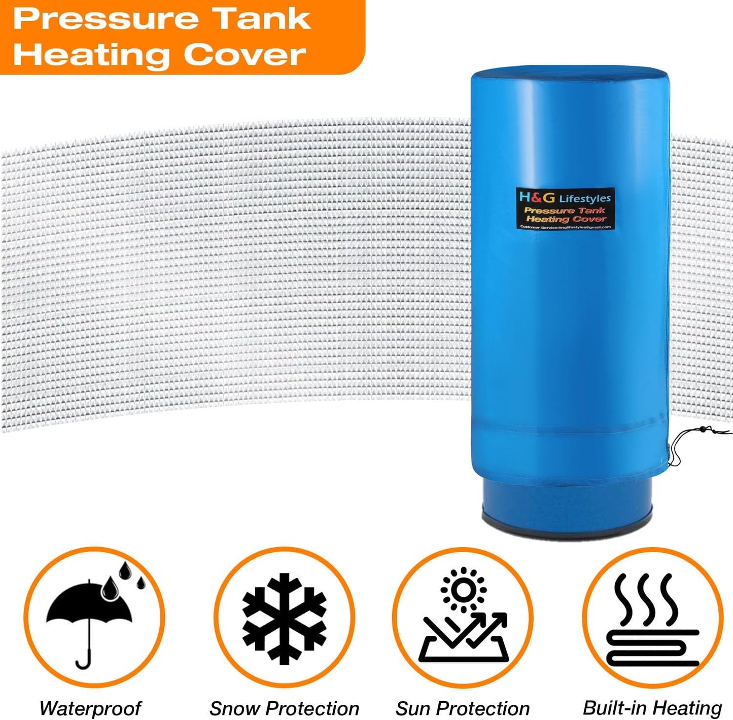 Heated Well Pressure Tank Cover Insulation Jacket, Water Tank Insulated Blanket Heater, Freeze Proof