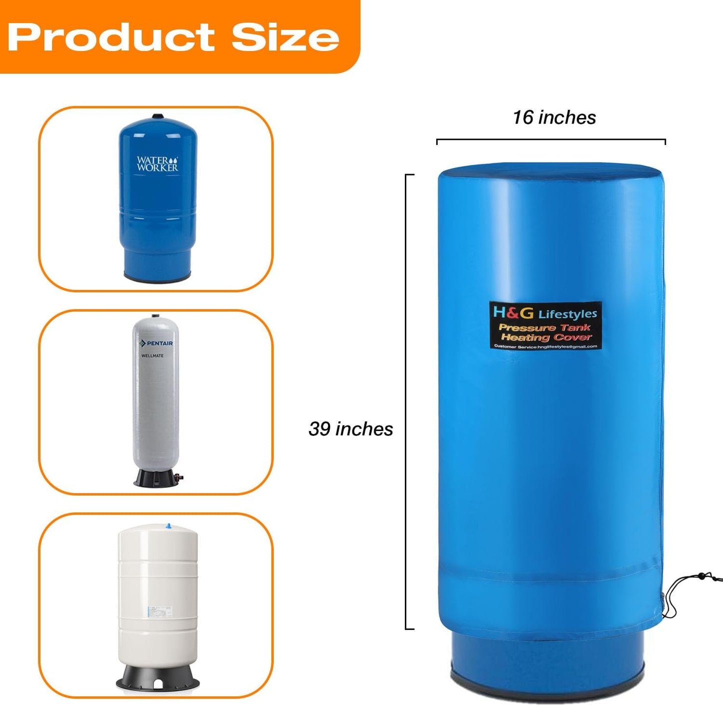 Heated Well Pressure Tank Cover Insulation Jacket, Water Tank Insulated Blanket Heater, Freeze Proof
