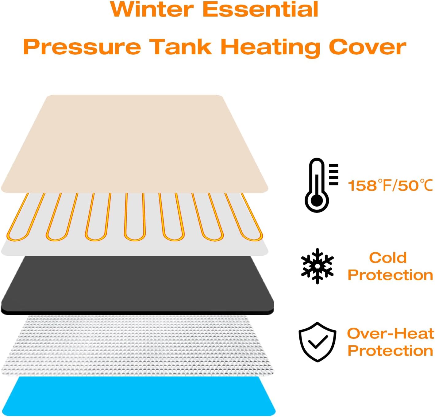 Heated Well Pressure Tank Cover Insulation Jacket, Water Tank Insulated Blanket Heater, Freeze Proof