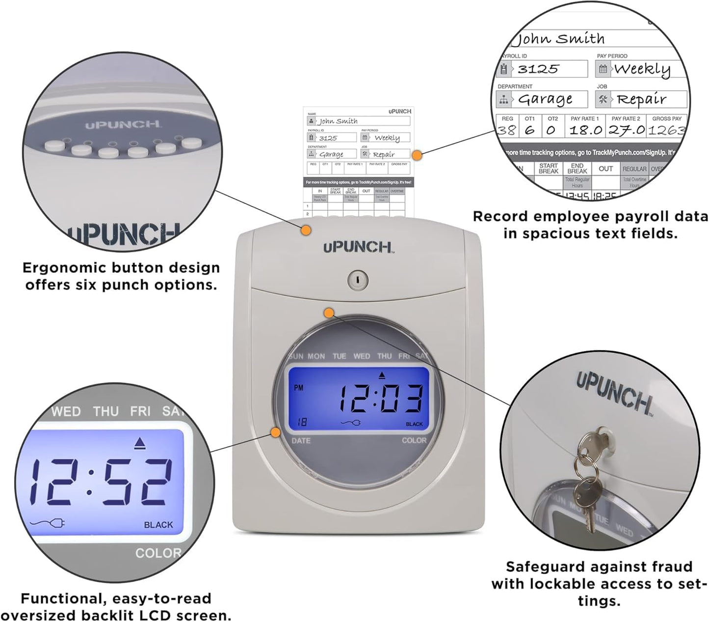 uPunch Electronic Calculating Time Clock (HN4000)
