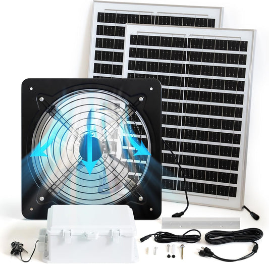 40W Solar Fan with Thermostat, Solar Gable Vent Fan, 1800 CFM, Precision Temperature Control