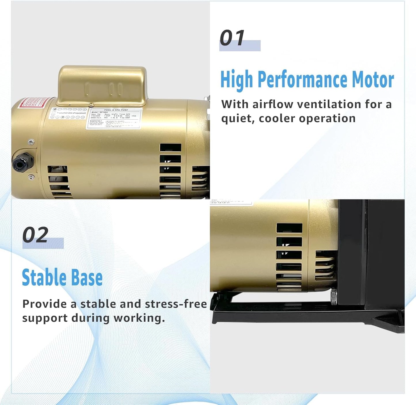 3HP Super Pool Pump 115/230V Single Speed, Compatible with Hayward Pool Pump, for All In-Ground Pool and Spa