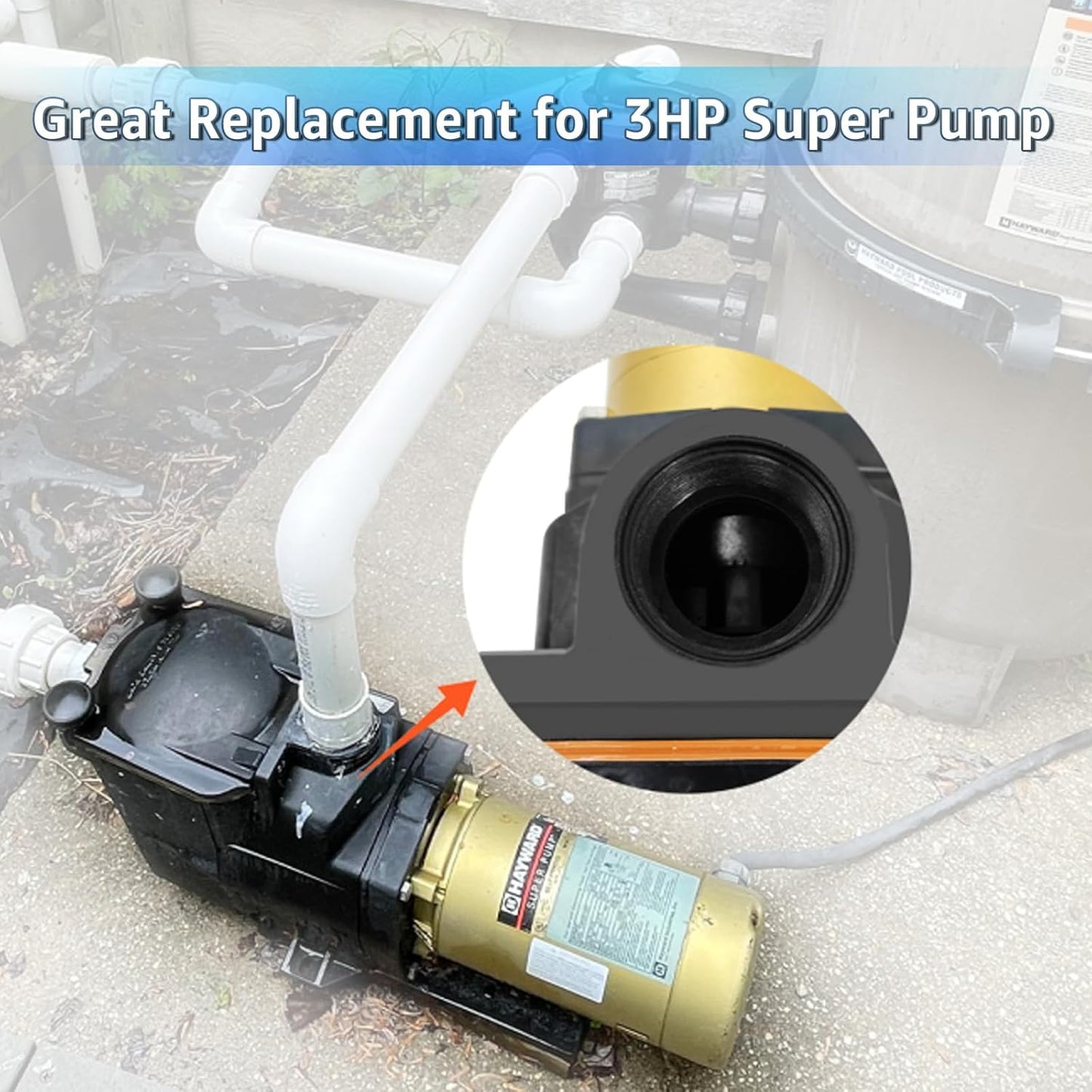 3HP Super Pool Pump 115/230V Single Speed, Compatible with Hayward Pool Pump, for All In-Ground Pool and Spa