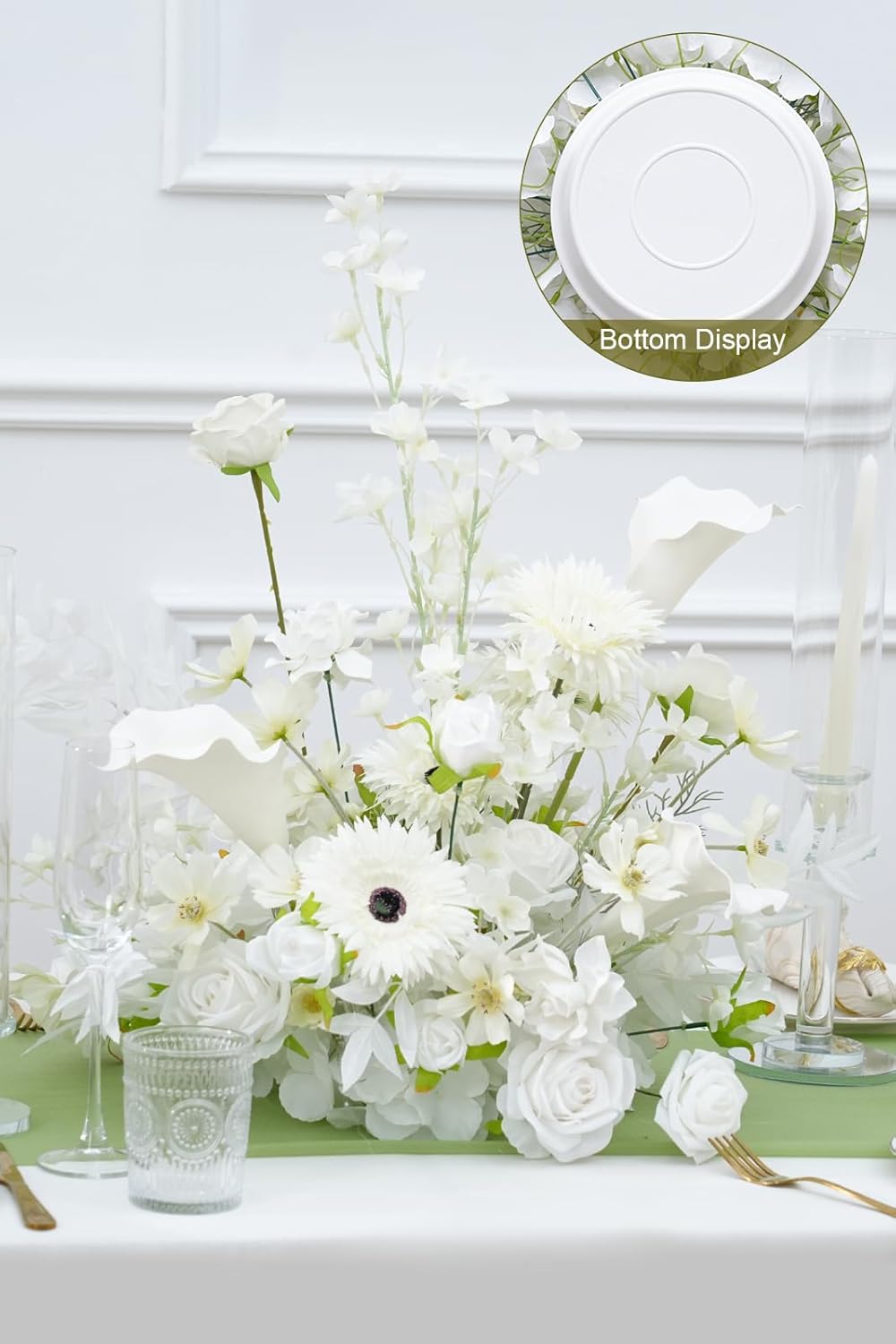 2pcs 19inch White Free Standing Flowers Ball Bouquet Artificial (2pcs 19inch White)