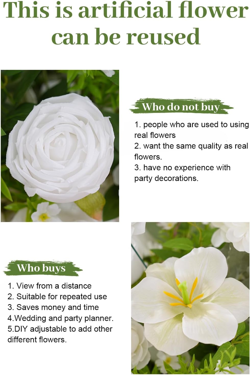 2pcs 21inch White Free Standing Flowers Balls for Wedding Centerpieces (2pcs 21inch White)