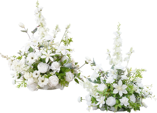 2pcs 21inch White Free Standing Flowers Balls for Wedding Centerpieces (2pcs 21inch White)