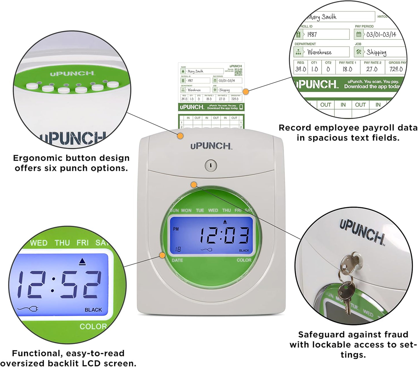 Starter Time Clock Bundle for Small Business: Employee Time Clock System, 100 Time Cards, Card Rack, Ribbon
