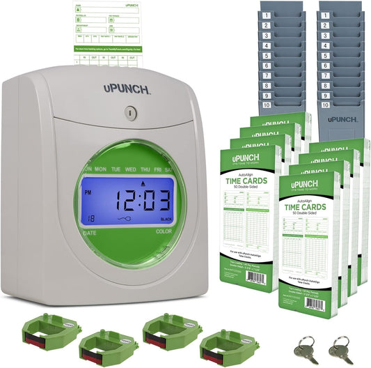 Small Business Start-Up Kit: AutoAlign Time Clock System with 400 T Carimeds, 4 Ribbons, and 2 Racks