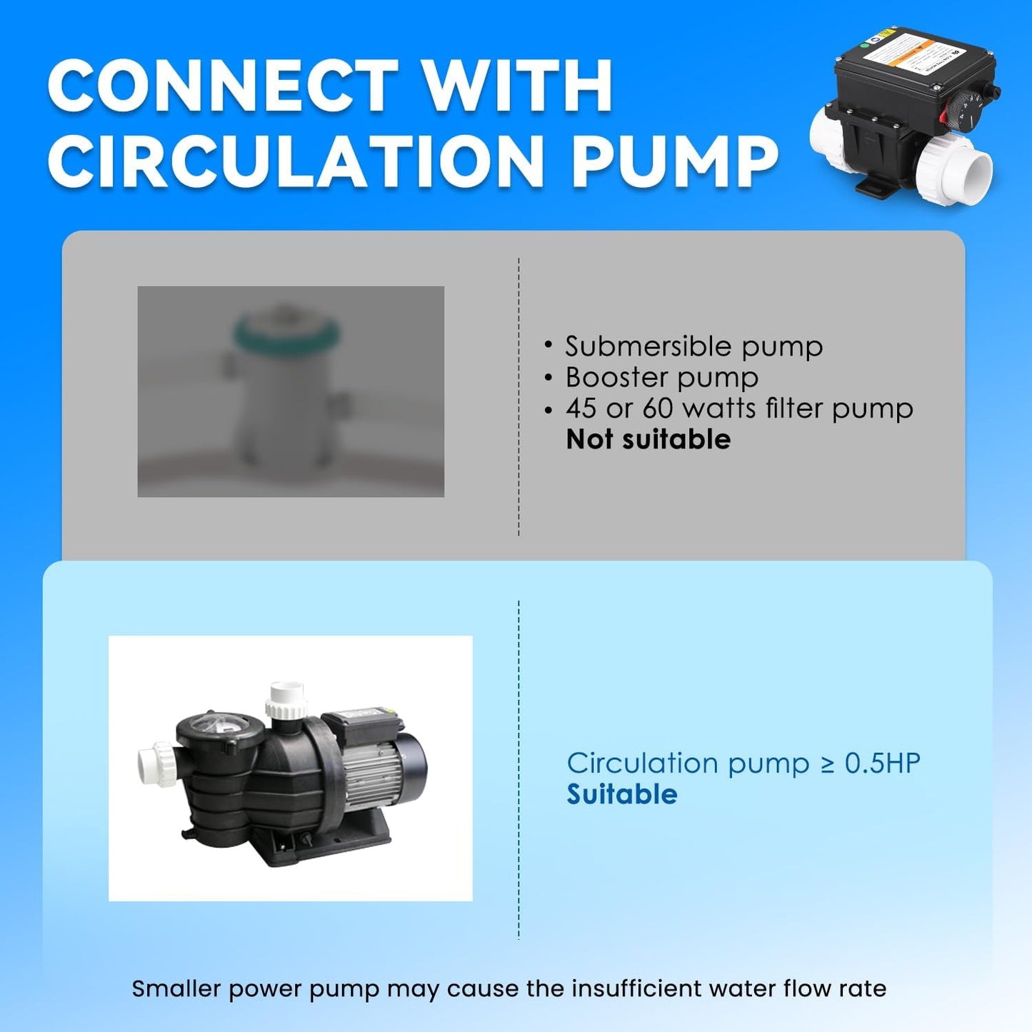 Hot Tub Thermostat, 2KW 110V Spa and Bathtub Thermostat w/ Adjustable Temp Control for up to 400 Gal