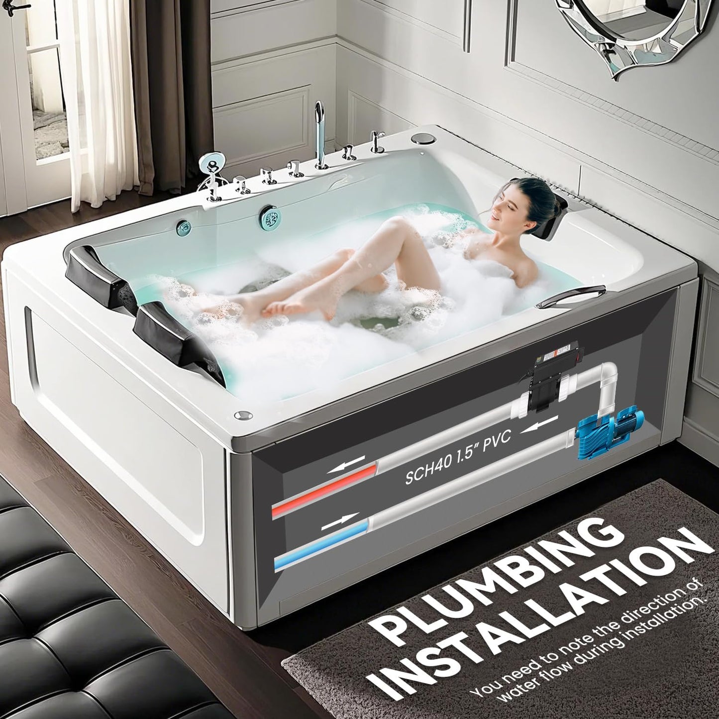 Hot Tub Thermostat, 2KW 110V Spa and Bathtub Thermostat w/ Adjustable Temp Control for up to 400 Gal