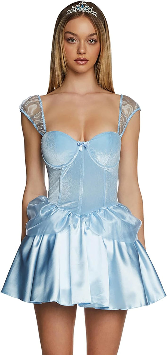 Dolls Kill Blue Princess Mini-Dress Costume