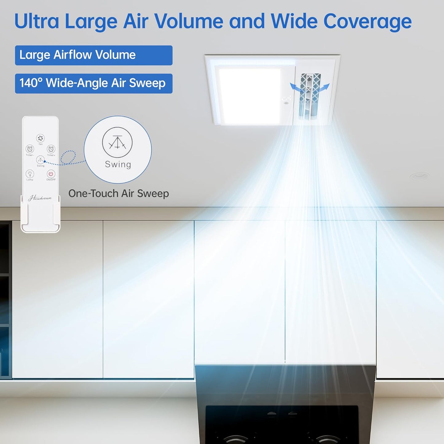 Ceiling Fans with Light and Remote Control, High Air Volume Cooling Fan w/ LED Temperature Display/Timer