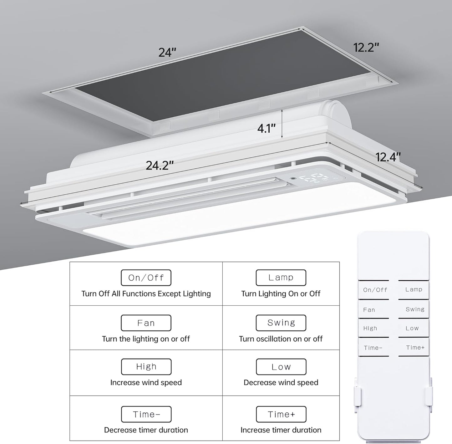 Ceiling Fans with Light and Remote Control, High Air Volume Cooling Fan with LED Temperature Display and Timer