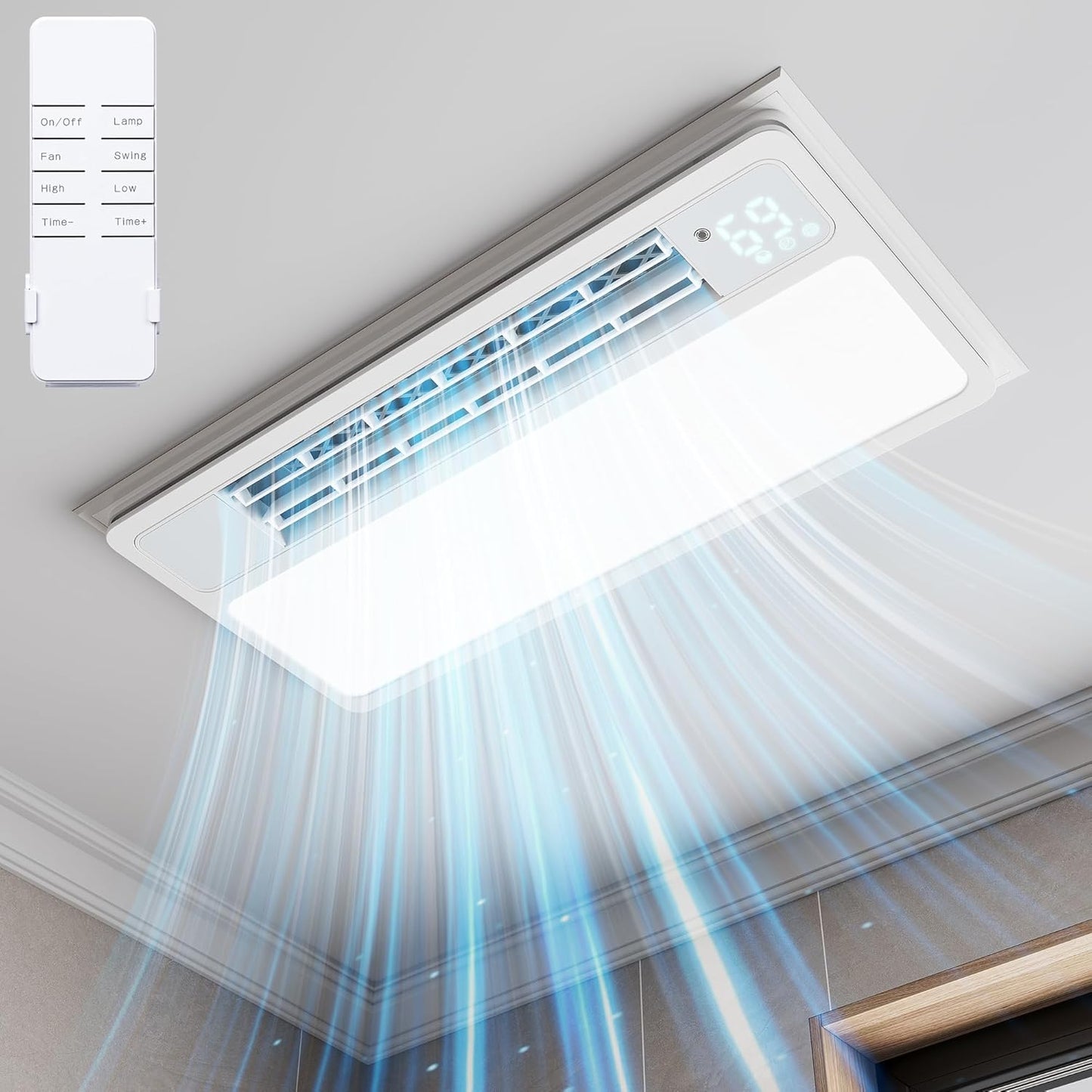 Ceiling Fans with Light and Remote Control, High Air Volume Cooling Fan with LED Temperature Display and Timer