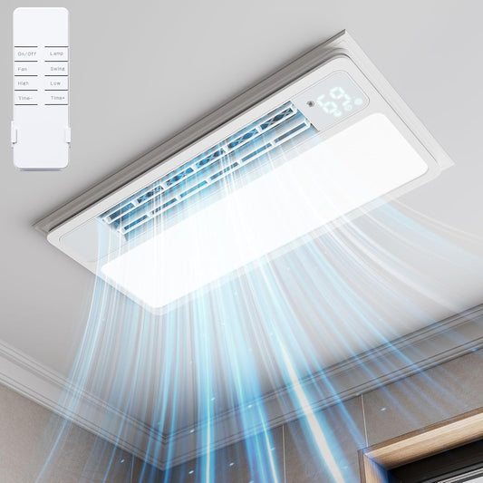 Ceiling Fans with Light and Remote Control, High Air Volume Cooling Fan with LED Temperature Display and Timer