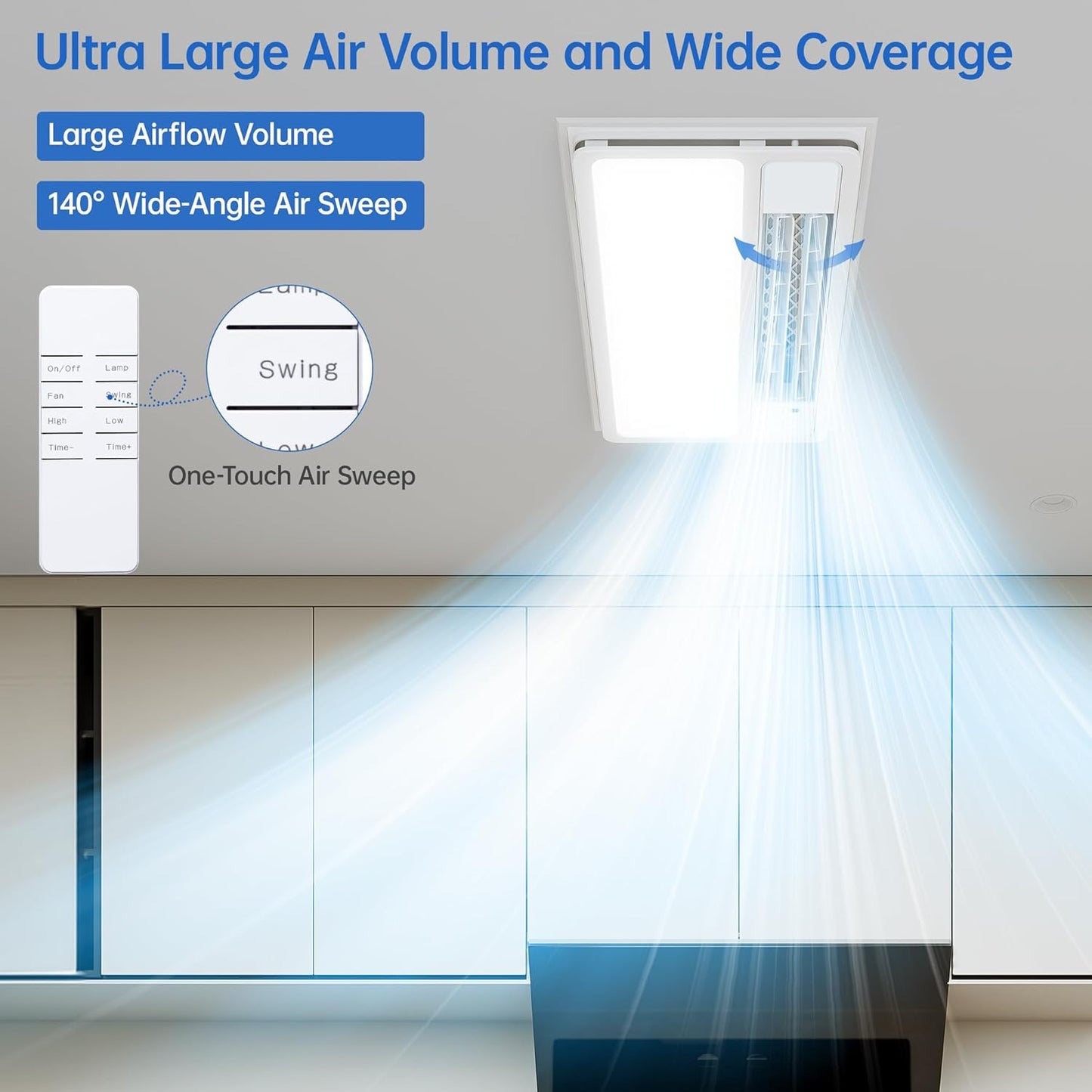 Ceiling Fans with Light and Remote Control, High Air Volume Cooling Fan with LED Temperature Display and Timer