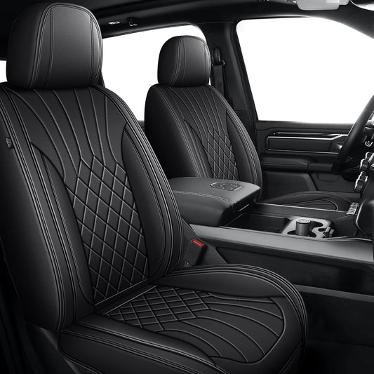 Front Seat Covers, Fit for Dodge RAM1500 2500 3500 2002-2025, Waterproof and Non-Slip Faux Leather