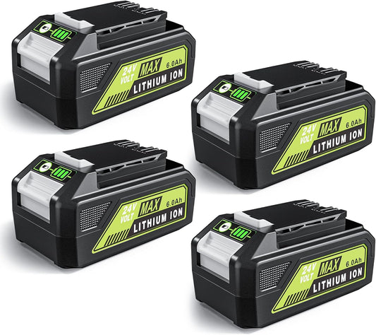 6.0Ah 24V Replacement for Greenworks 24V Battery Compatible w/GW Battery 29842 29852 BAG709 BAG710 24 Volt Cordless Power Tools 4 Pack