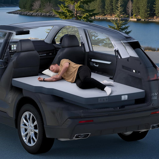 Auto-Level 4' Foam SUV Air Mattress for Honda CRV, Flat Backseat Camping Bed with Built-in Pump