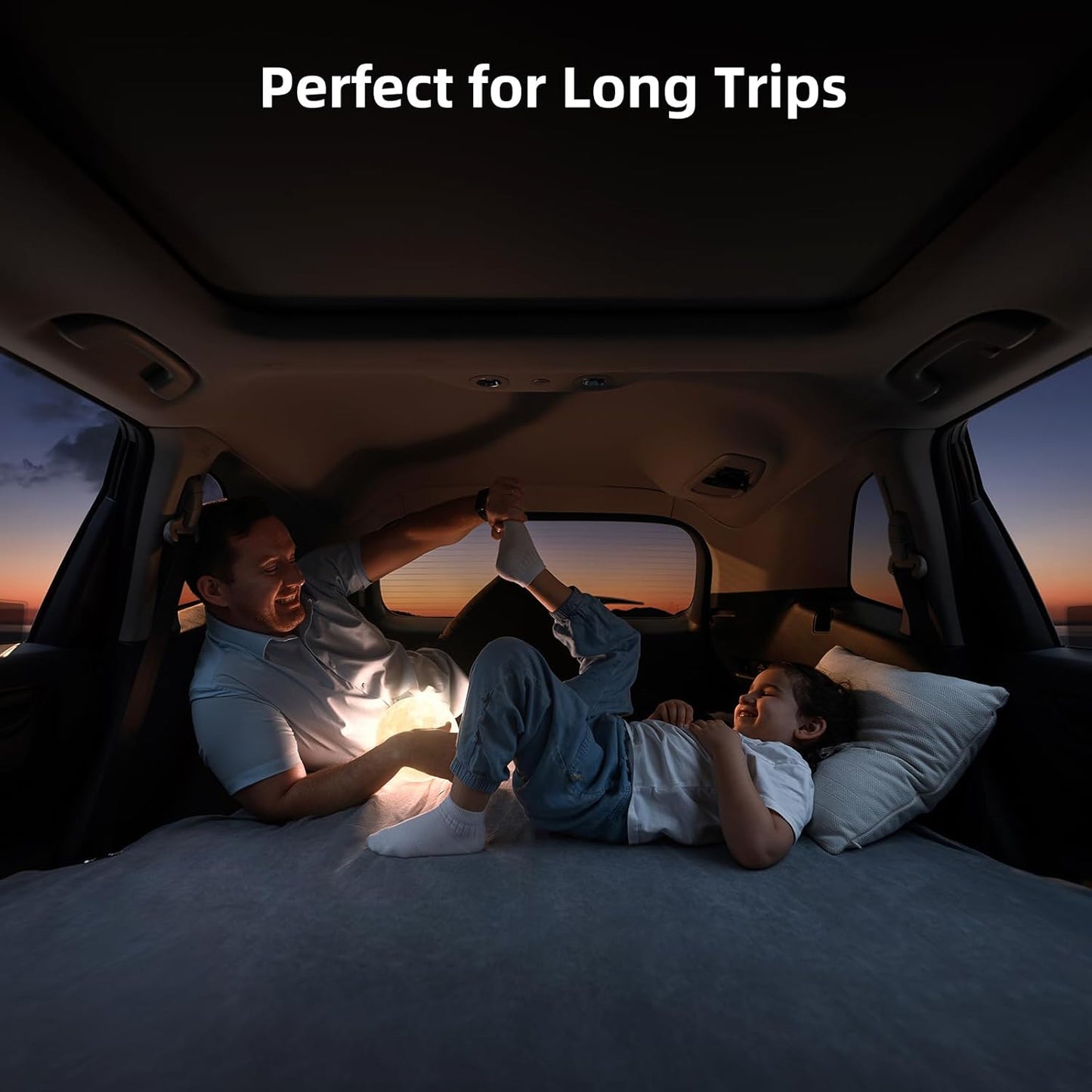 Auto-Level 4' Foam SUV Air Mattress for Honda CRV, Flat Backseat Camping Bed with Built-in Pump