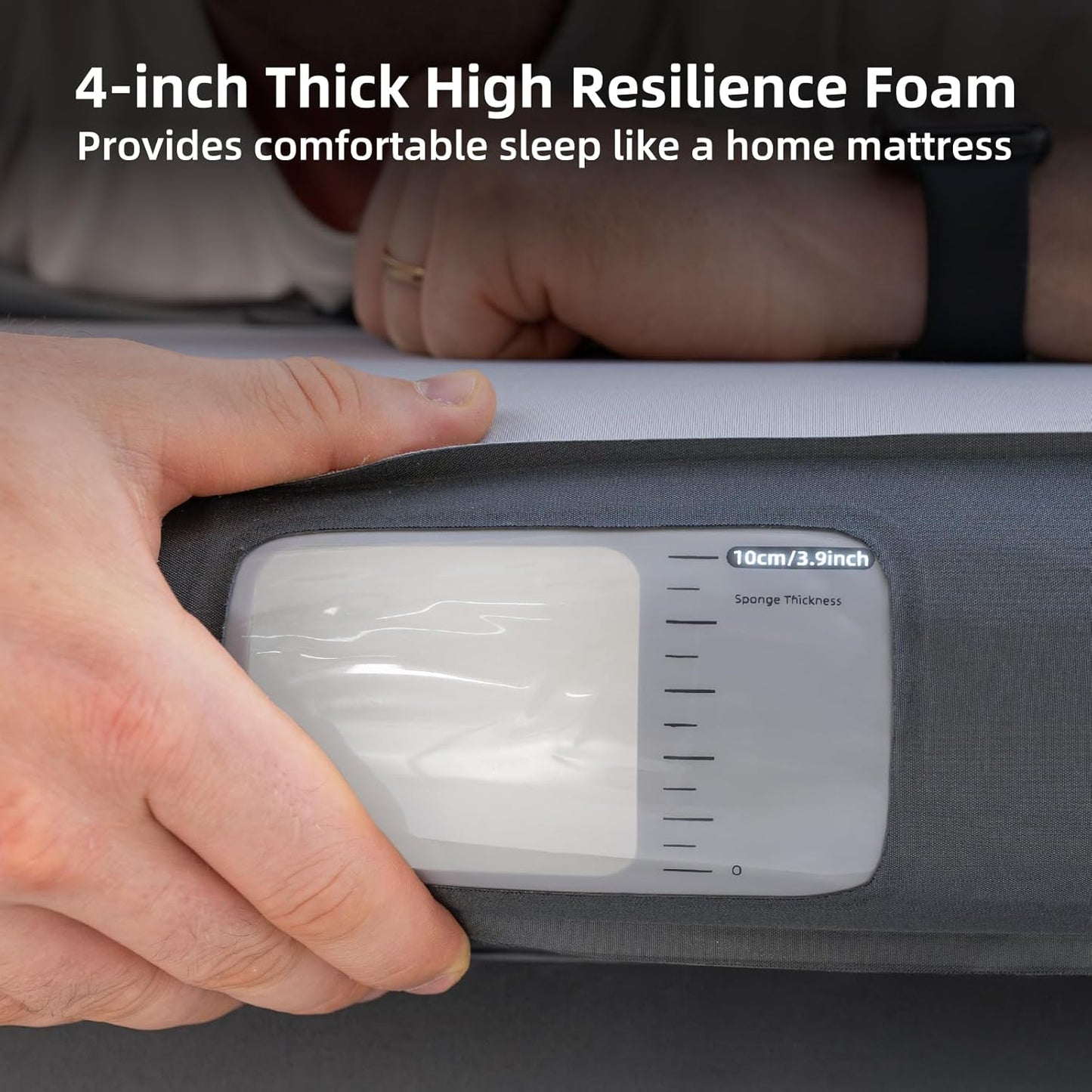 Auto-Level 4' Foam SUV Air Mattress for Honda CRV, Flat Backseat Camping Bed with Built-in Pump