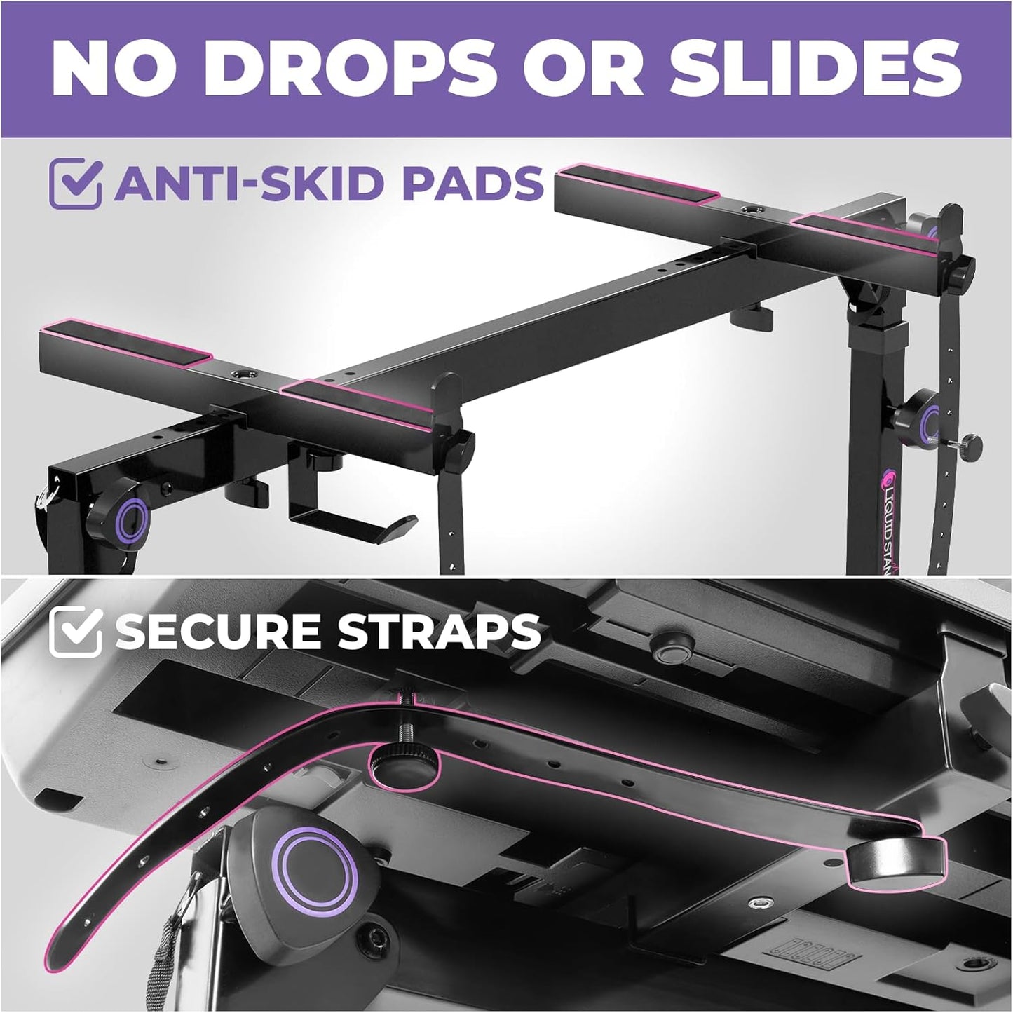 Table Style Foldable Piano Keyboard Stand, 54-88 Key, Heavy-Duty Piano Stand, Adjustable Height/Width