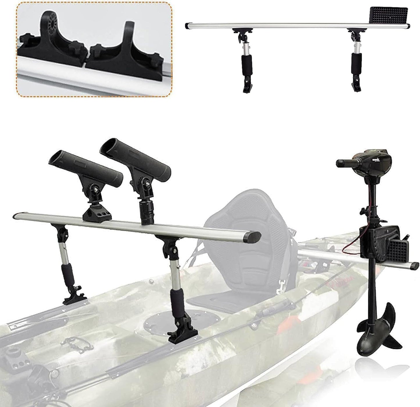 Kayak Motor Mount, Fishing Kayak Trolling Motor Mount Rack Aluminum Outboard Mounting Bracket Holder Kit