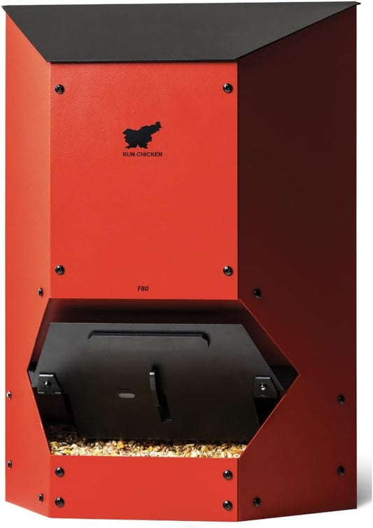 Automatic Chicken Feeder m(Red), Battery Operated, Programmable Safety Hatch with Timer