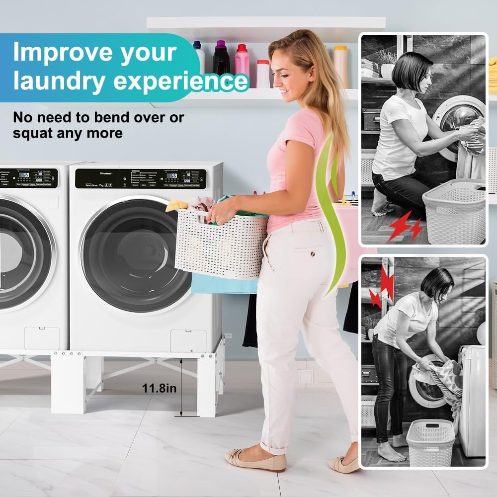 2-Pack 29' Laundry Pedestal, Heavy Duty Washer and Dryer Pedestal Stand Raiser, Anti-Vibration, Anti-Slip