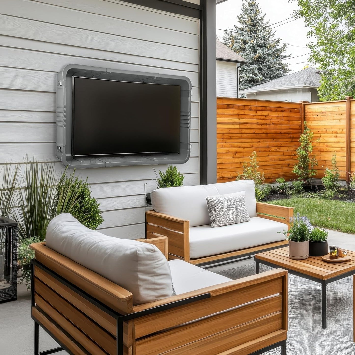Outdoor TV Cover and Waterproof Case, Fits 32-50' TVs, Includes 180-degree Full Motion Universal Wall Mount