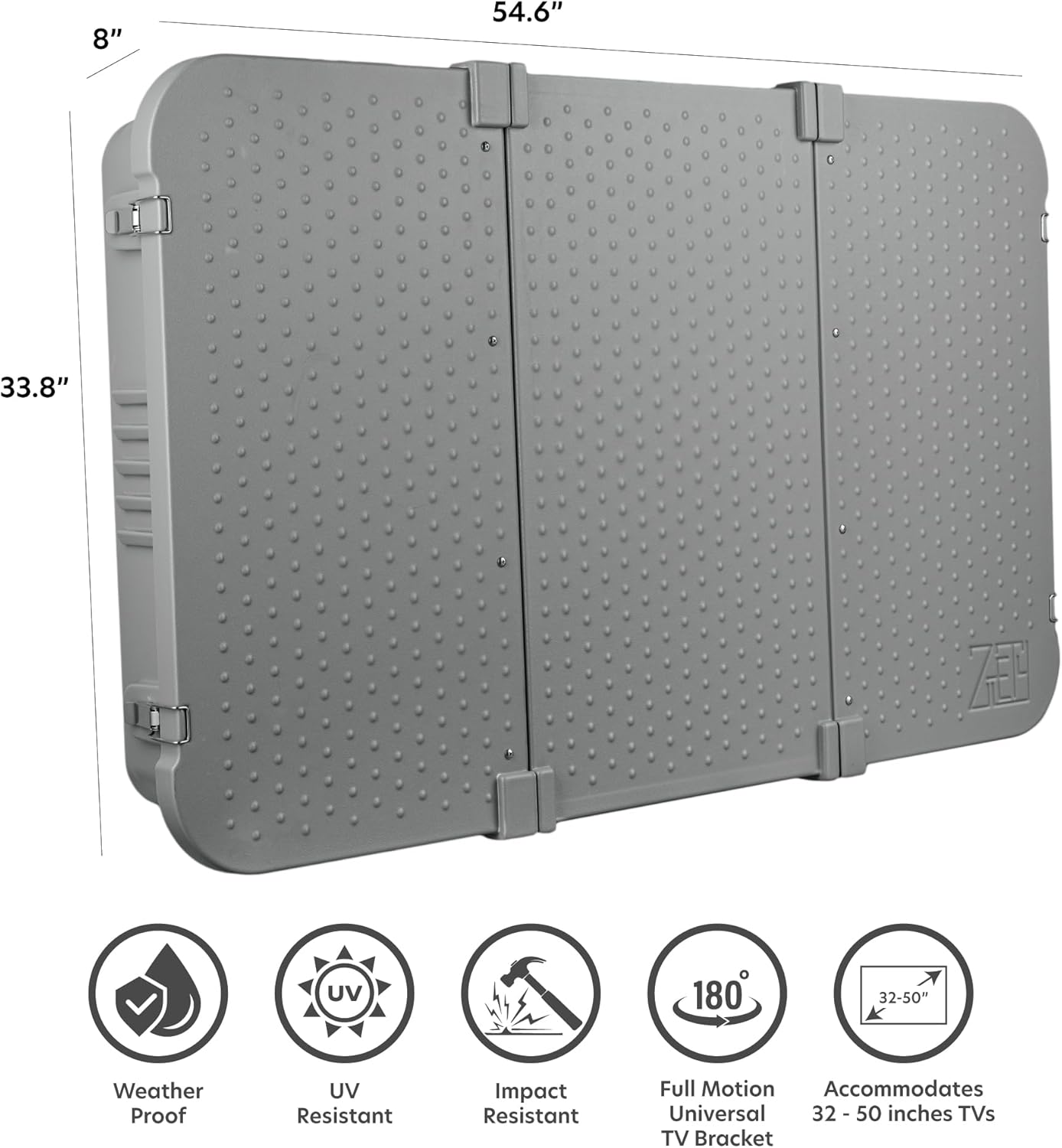 Outdoor TV Cover and Waterproof Case, Fits 32-50' TVs, Includes 180-degree Full Motion Universal Wall Mount