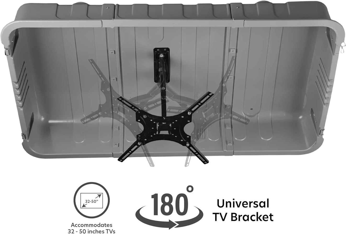 Outdoor TV Cover and Waterproof Case, Fits 32-50' TVs, Includes 180-degree Full Motion Universal Wall Mount