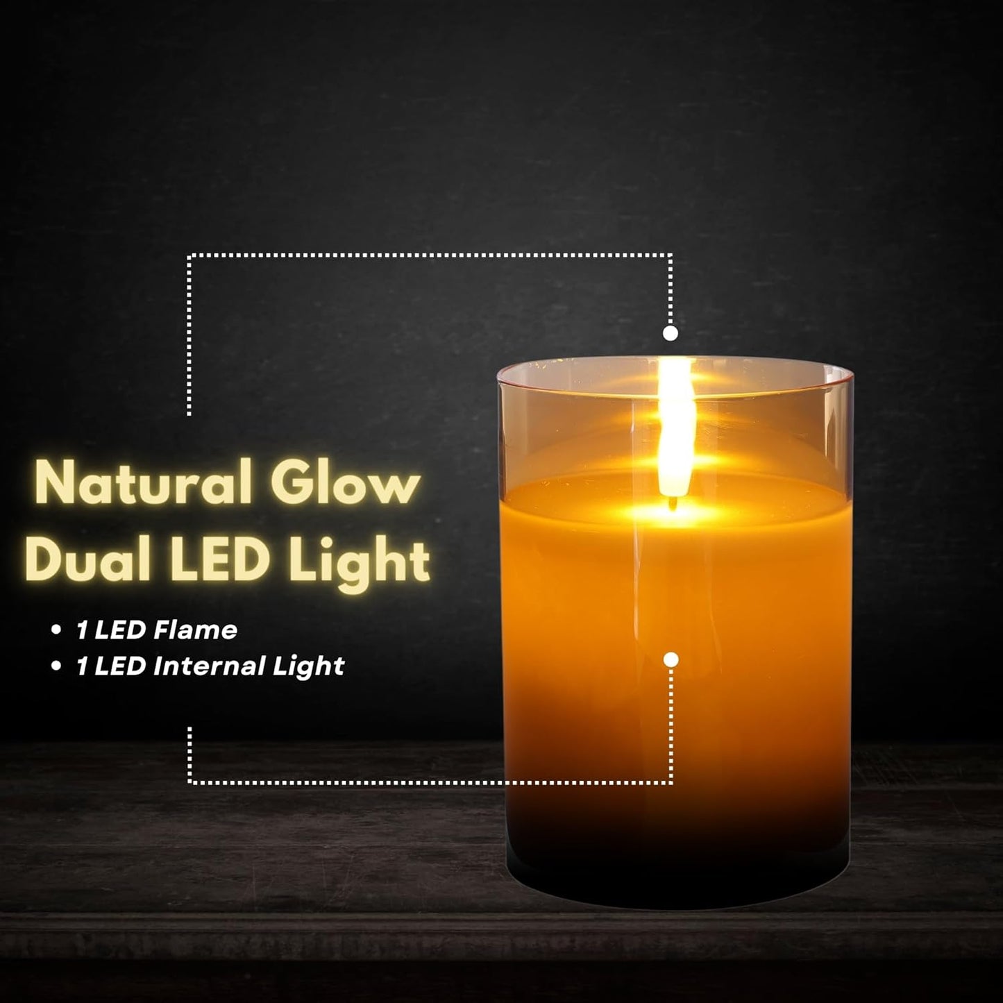 Natural Glow Flameless LED Candle 6 Pack with Remote Control, Gold