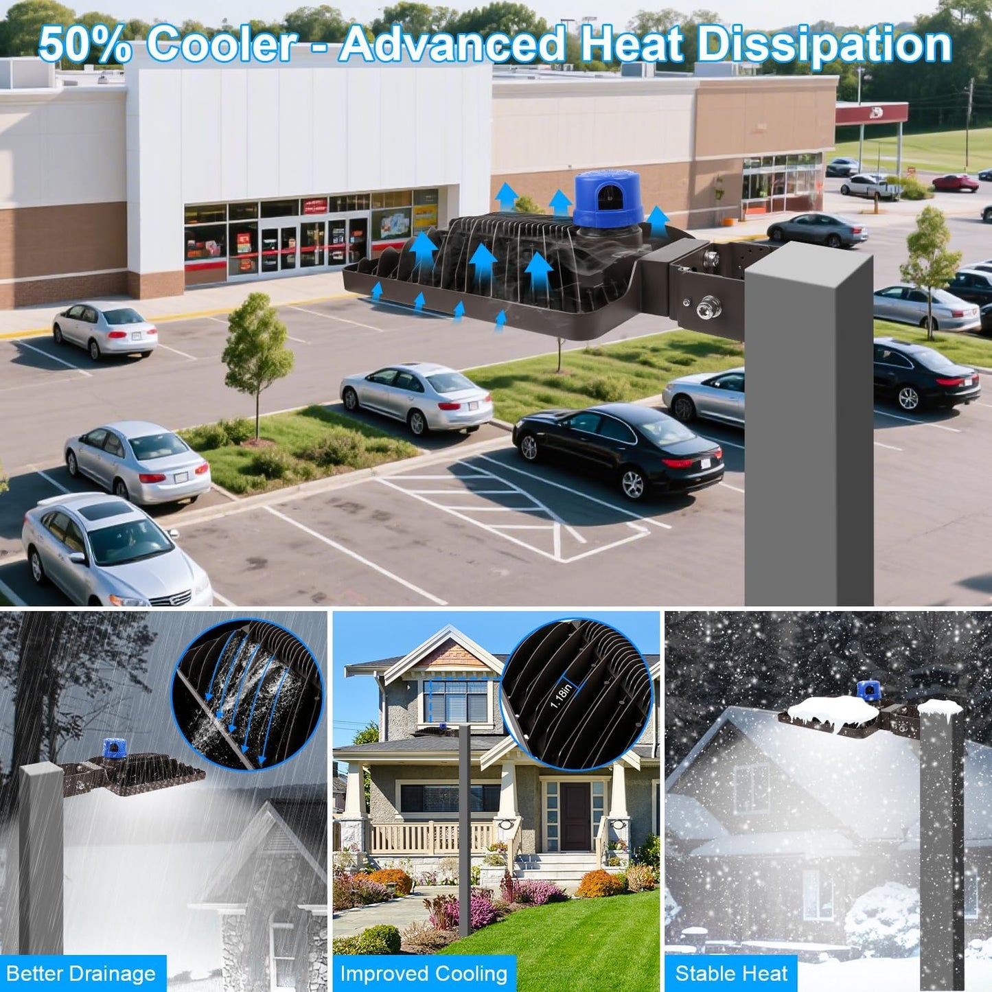 LED Parking Lot Lights 350W Outdoor, 28000LM, 5000K, Adjustable Trunnion, Dusk to Dawn, Waterproof