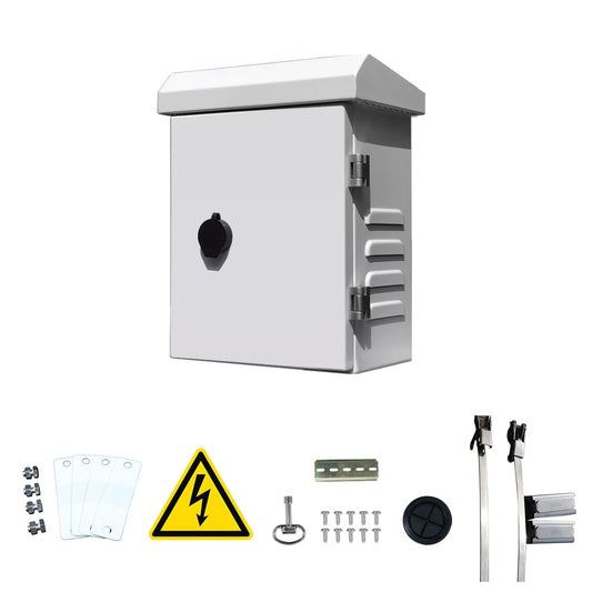 Waterproof Outdoor Electrical Junction Enclosure Nema Box with Fan-Vent, Wall/Pole Mounting Hardware 9.1x11.4x5.7'