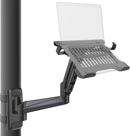 Ergonomic Laptop Mount for Poles, Fits Devices Up to 19', 360degree Rotation, Anti-Slip Tray