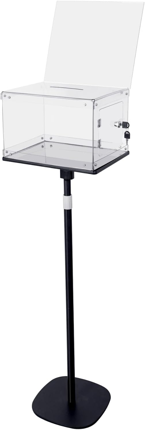 Suggestion Box with Stand, Floor Standing Offering Boxes, Ballot Box,  Heavy Duty Metal Base