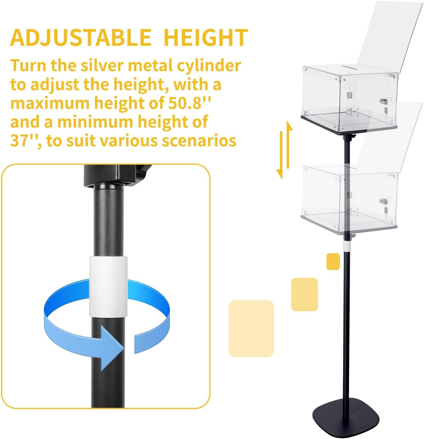 Suggestion Box with Stand, Floor Standing Offering Boxes, Ballot Box,  Heavy Duty Metal Base