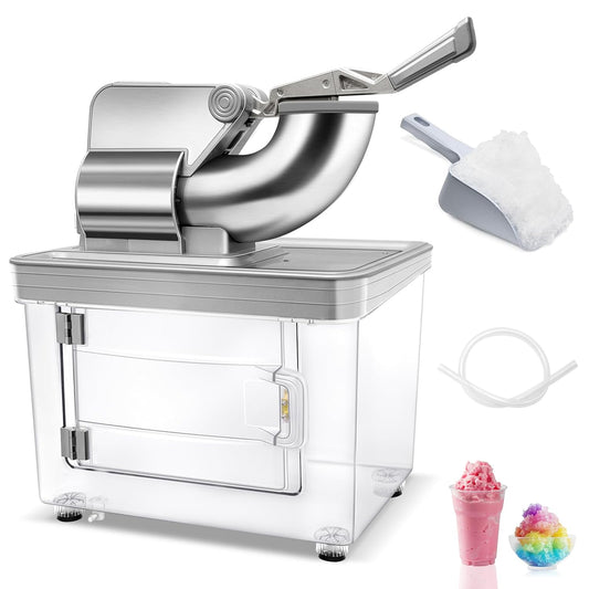 Commercial Ice Crusher 480lbs/hr, 350W Electric Ice Shaver Snow Cone Machine with Dual Blades, 40L Storage Bin