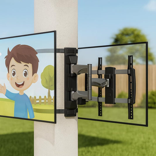No-Drill TV Mount Indoor/Outdoor for Pillar, Gazebo, Pergola & Patio - Fits 37-70 in TVs to 77 lb, Weather-Resistant