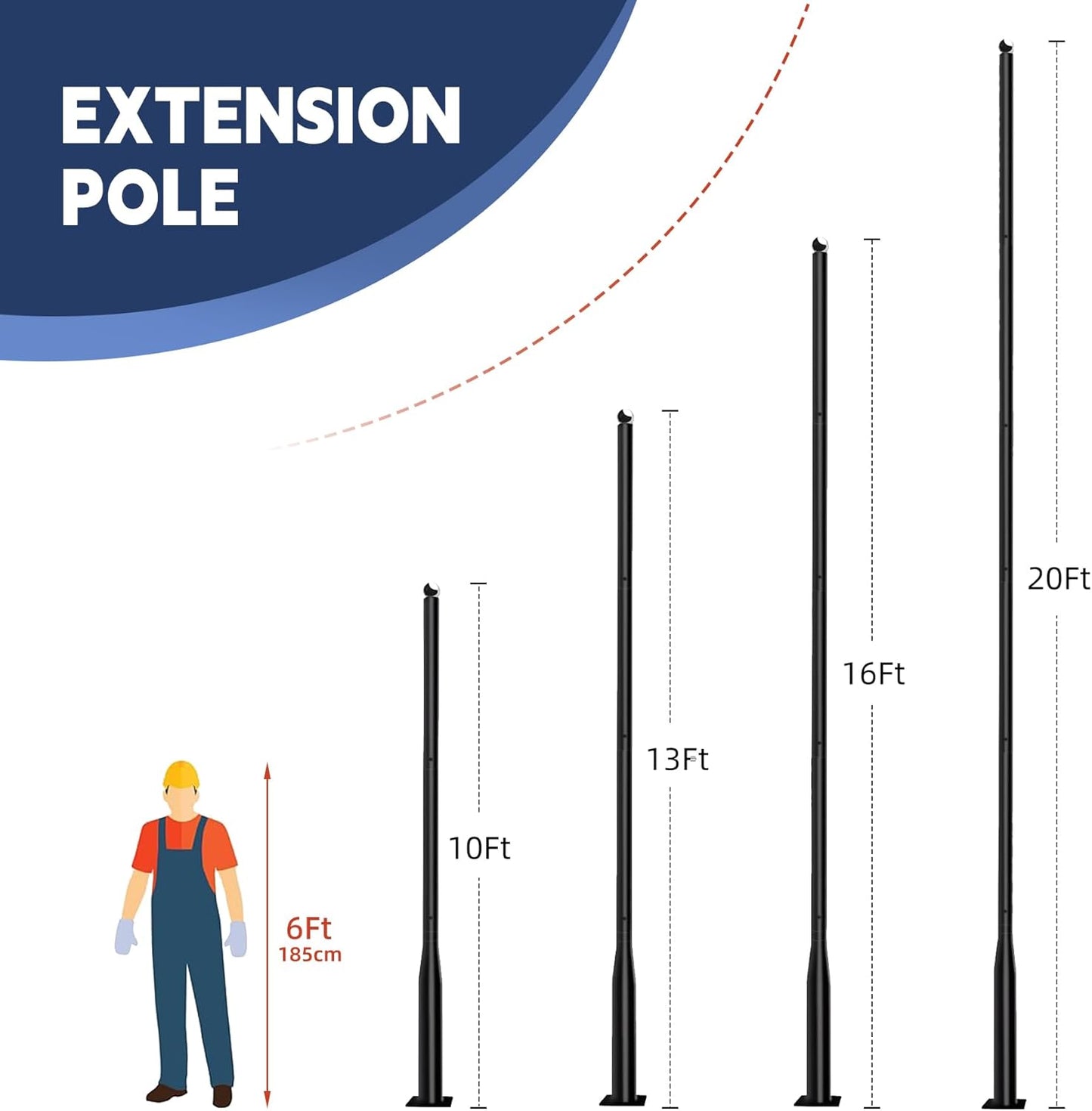 Street Light Pole 20Ft, for Outdoor Lighting, Solar Pole Accessory for Street (20FT)
