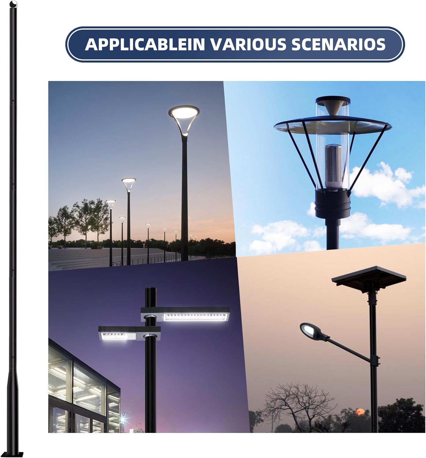 Street Light Pole 20Ft, for Outdoor Lighting, Solar Pole Accessory for Street (20FT)