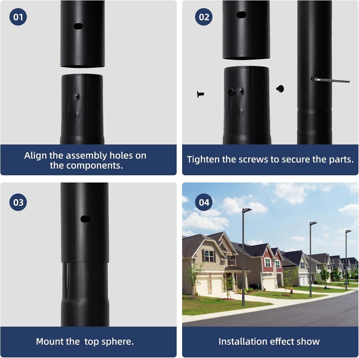 Street Light Pole 20Ft, for Outdoor Lighting, Solar Pole Accessory for Street (20FT)