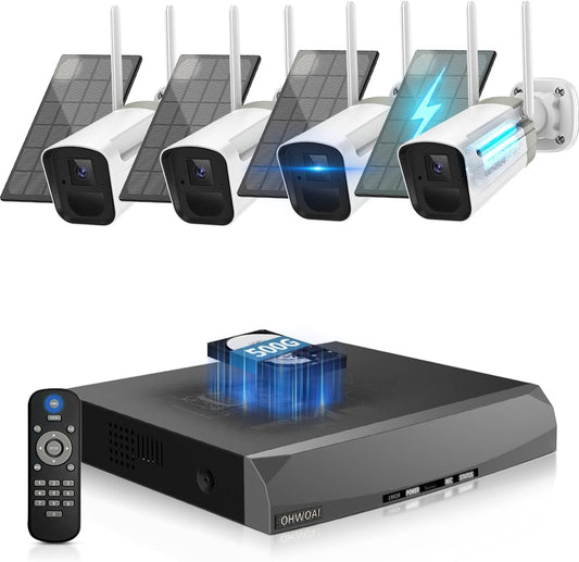 100% Solar Powered Wireless Outdoor Security Camera System, Wire-Free, Motion Detection, Home Surveillance