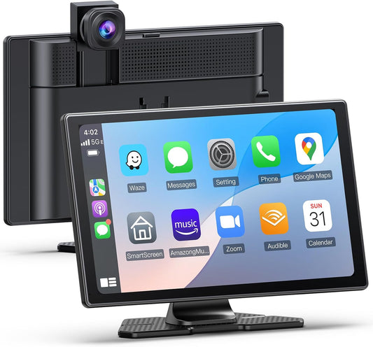 2025 Upgraded Apple Carplay Screen for Car, 4K Dash Cam, Backup Camera, Portable 9' HD IPS,GPS ,