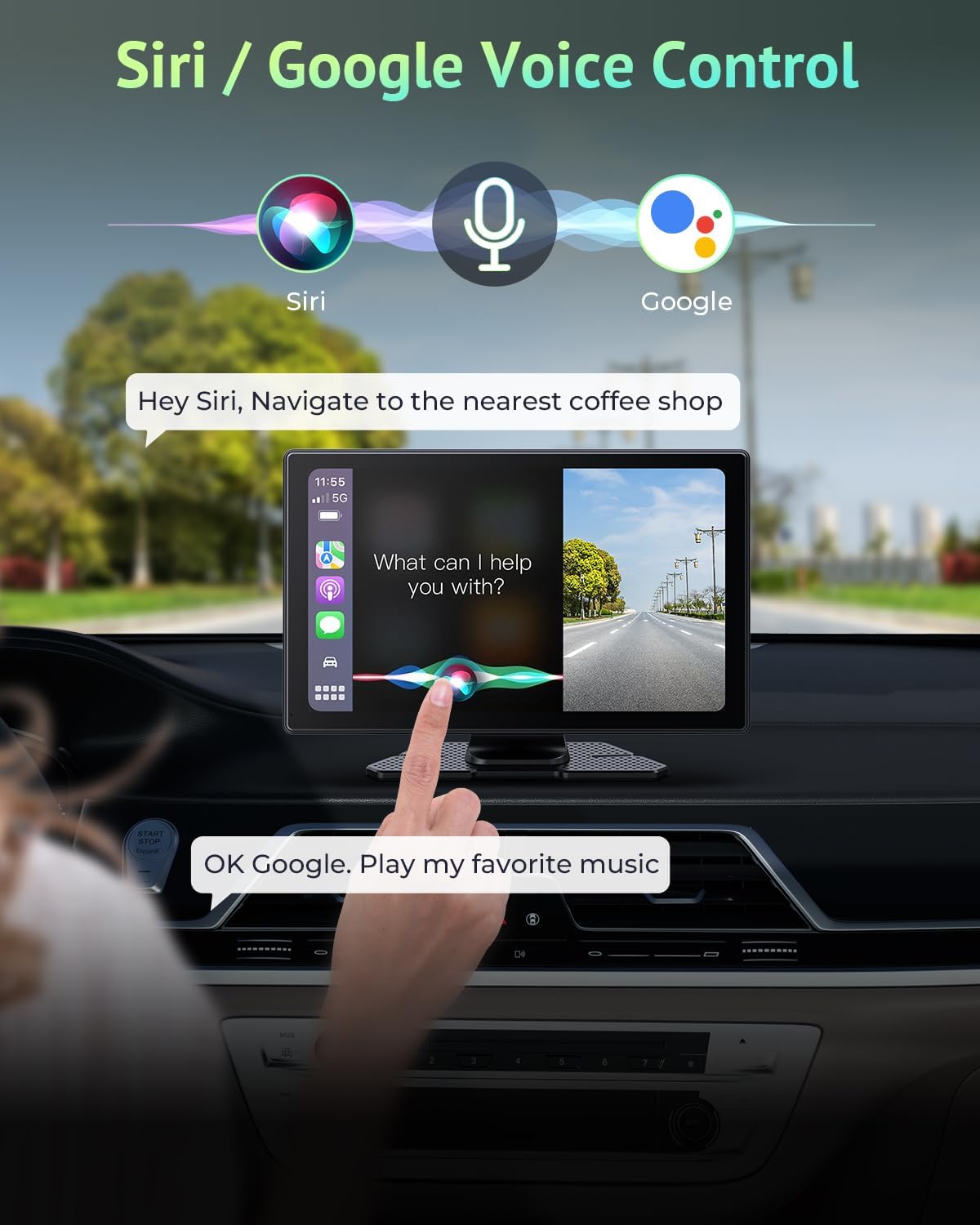 2025 Upgraded Apple Carplay Screen for Car, 4K Dash Cam, Backup Camera, Portable 9' HD IPS,GPS ,