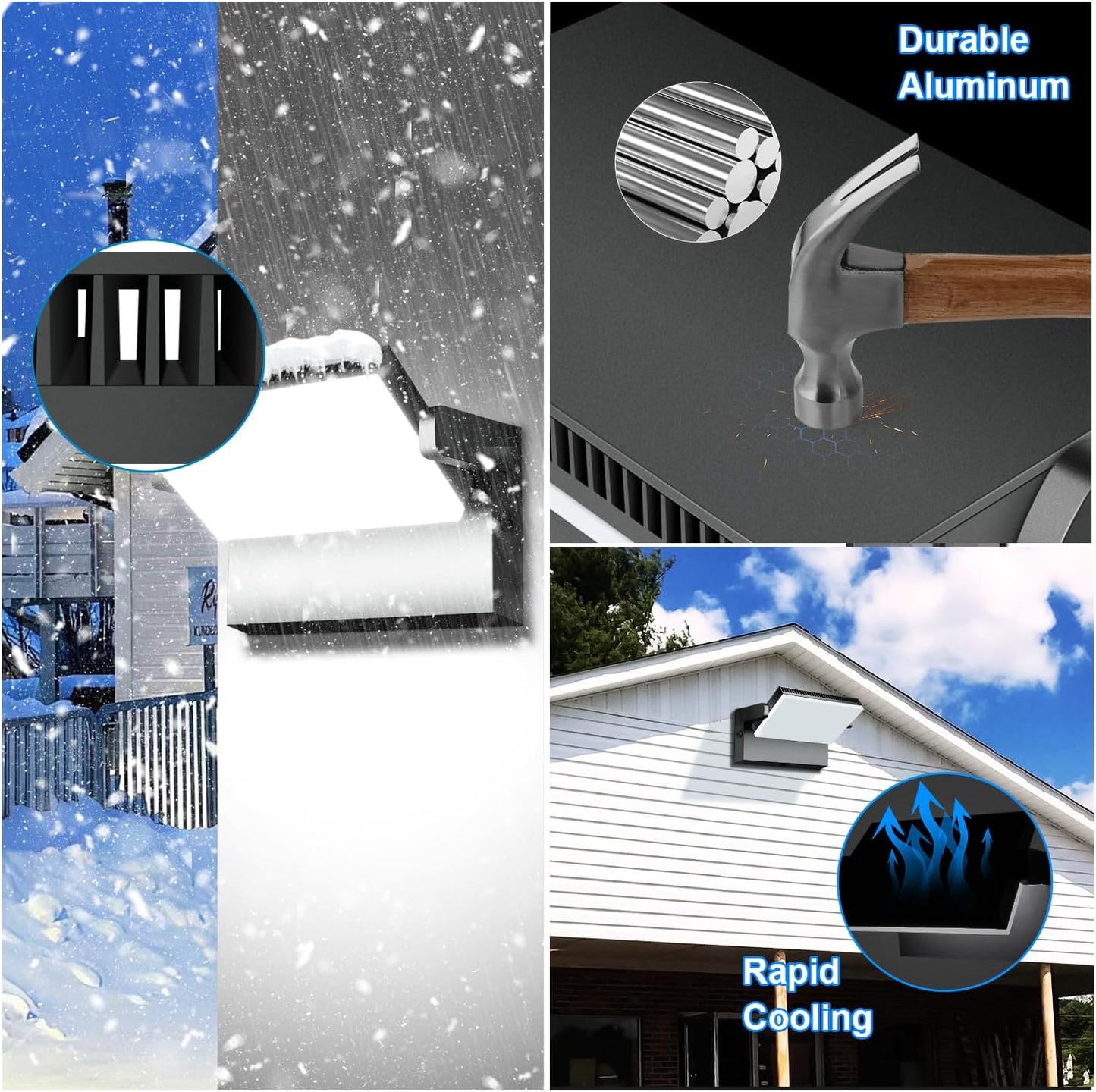 LED 360° Rotatable Flood Lights, Outdoor Adjustable Head Lighting Fixture, 5000K Waterproof, 4 Pack