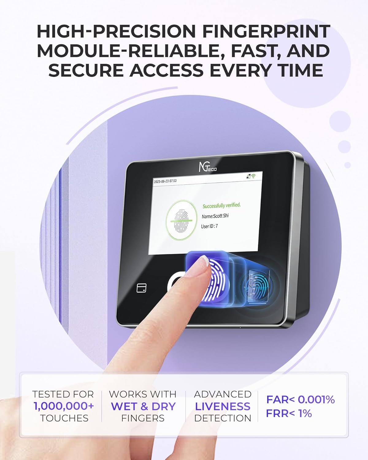 Time Clock Cloud-Based with Touch Screen, 4-in-1 Remote Control Time Clocks, Face/Fingerprint/Card/PIN
